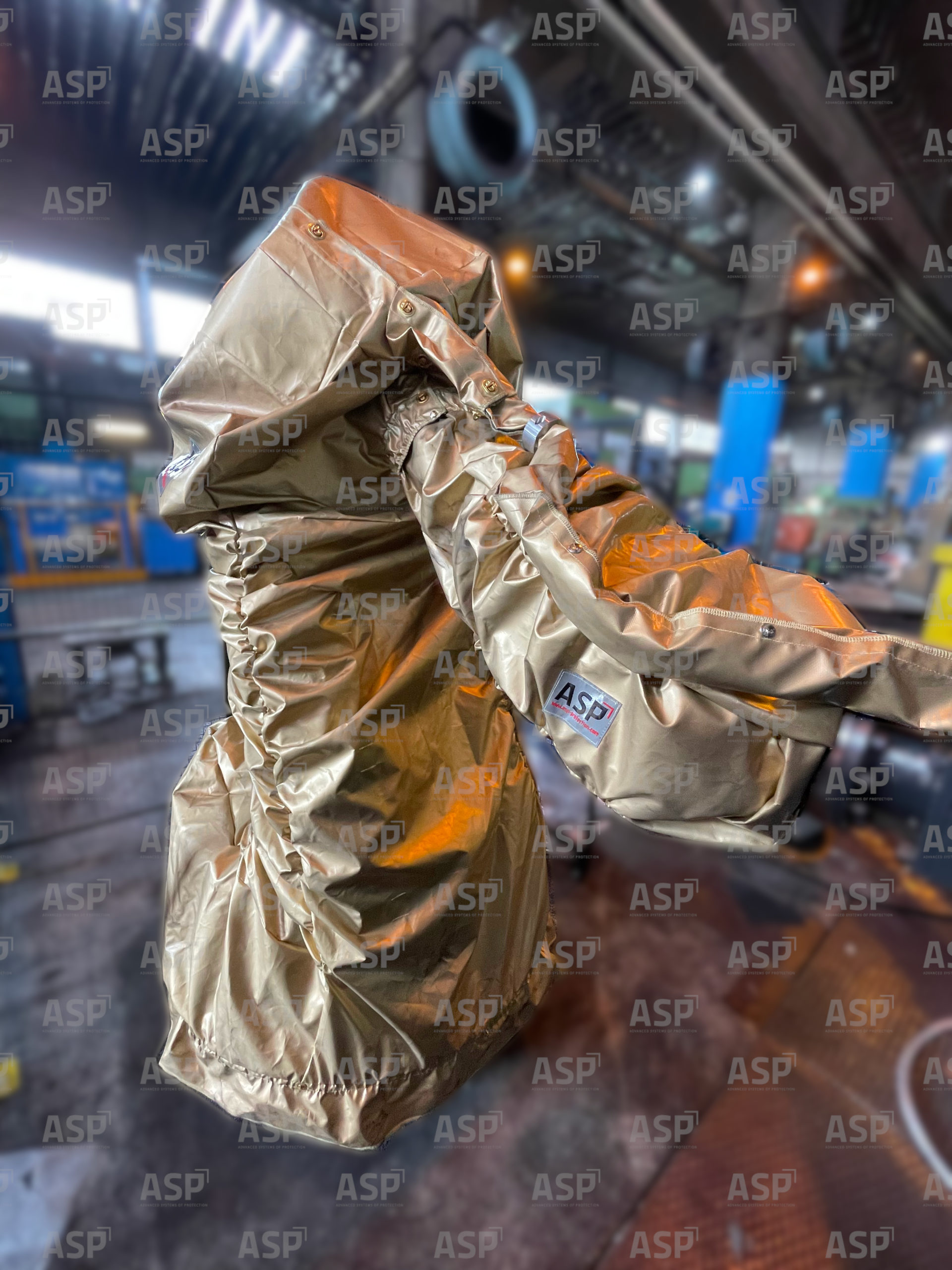 Copertura protettiva resistente alle scintille, al fuoco e al calore per robot industriali