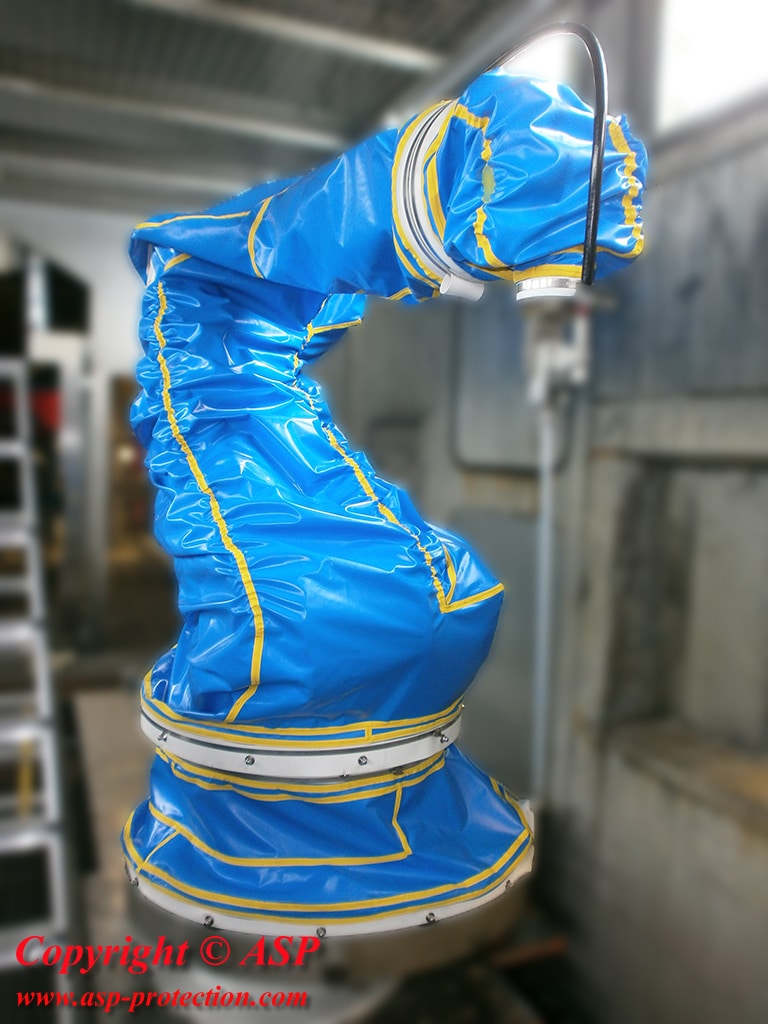 protetto da una copertura blu resistente all'acqua