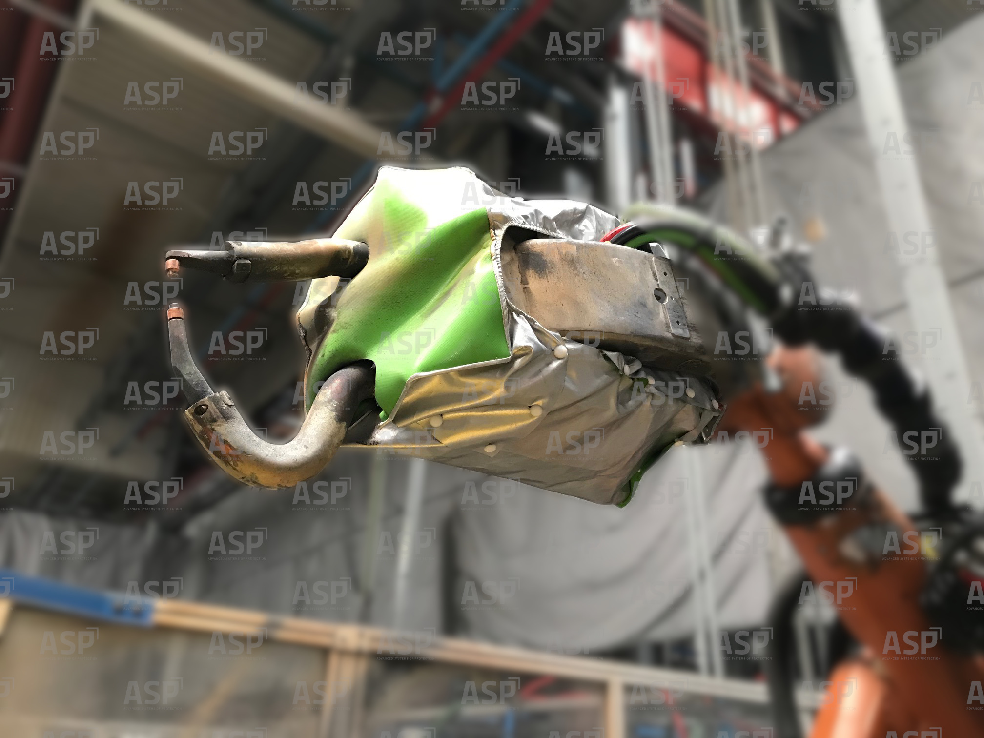 Protezione per pinza di robot per la saldatura.
